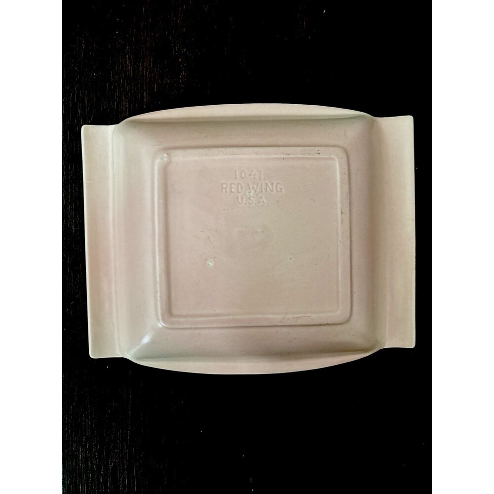 VINTAGE RED WING PLATTER 1041  Pink Cream Fluted Floral Edges MCM Signed 50s 60s